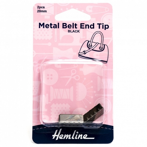 Hemline Metal Belt End Tips Nickel Black
