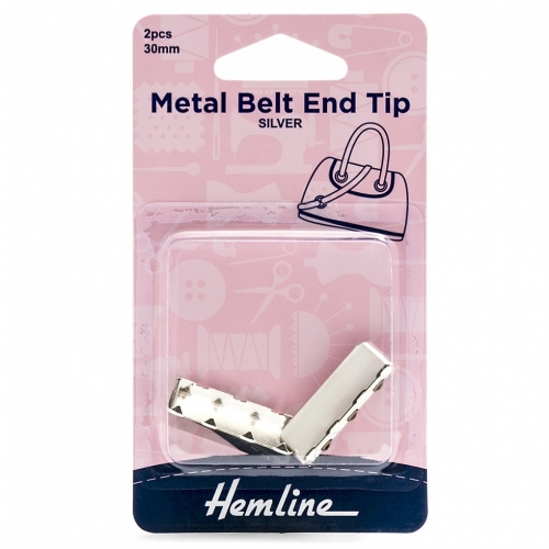 Hemline Metal Belt End Tips Silver