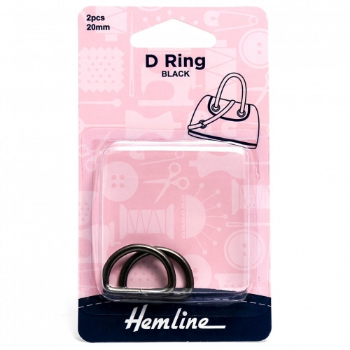 Hemline D Rings Nickel Black