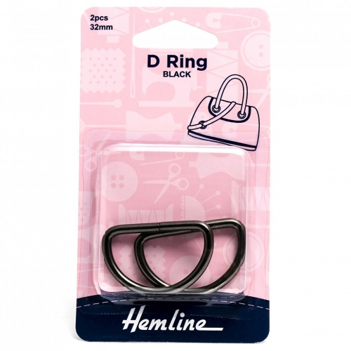 Hemline D Rings Nickel Black