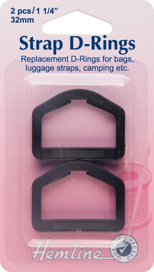 Hemline Bag Strap D Rings Black