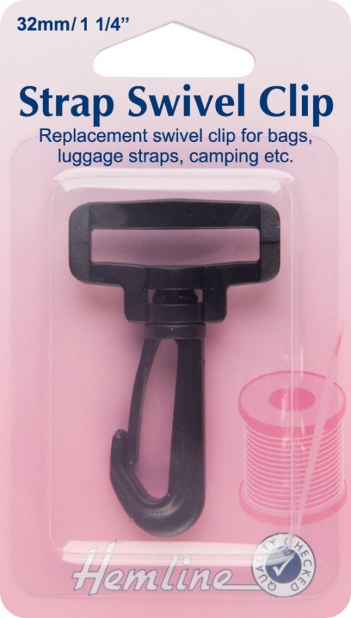 Hemline Plastic Swivel Clip Fasteners Black