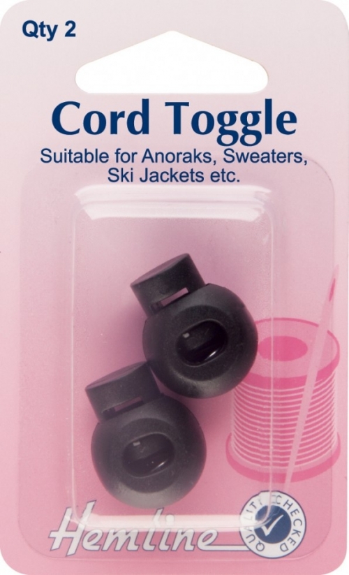 Hemline Cord Spring Toggles Black