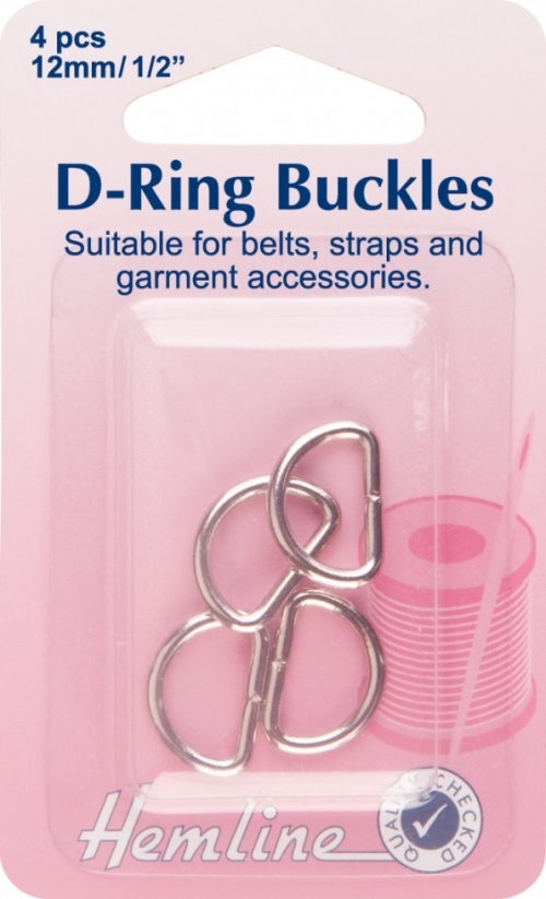 Hemline Metal D Rings Nickel Silver
