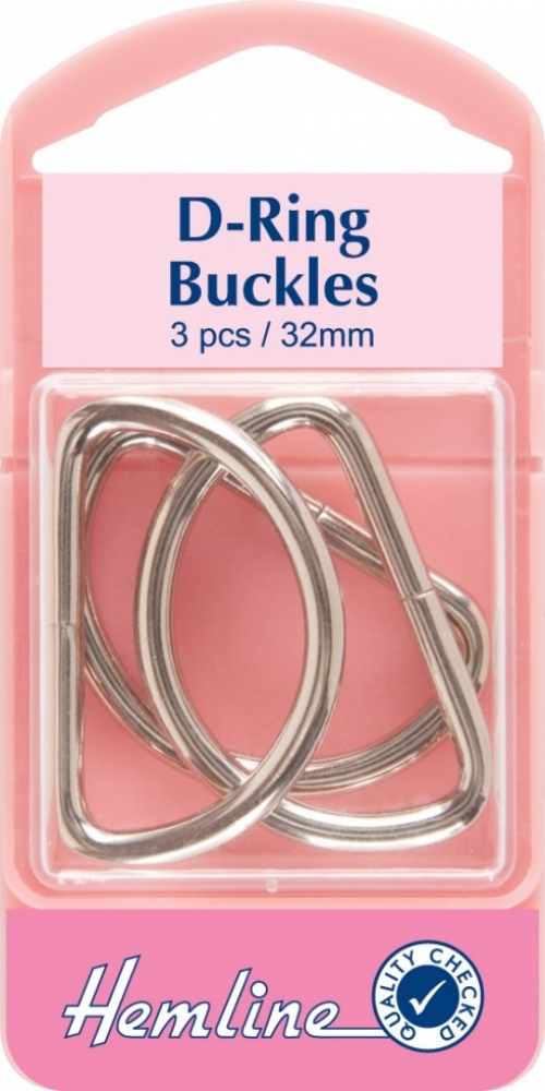 Hemline Metal D Rings Nickel Silver