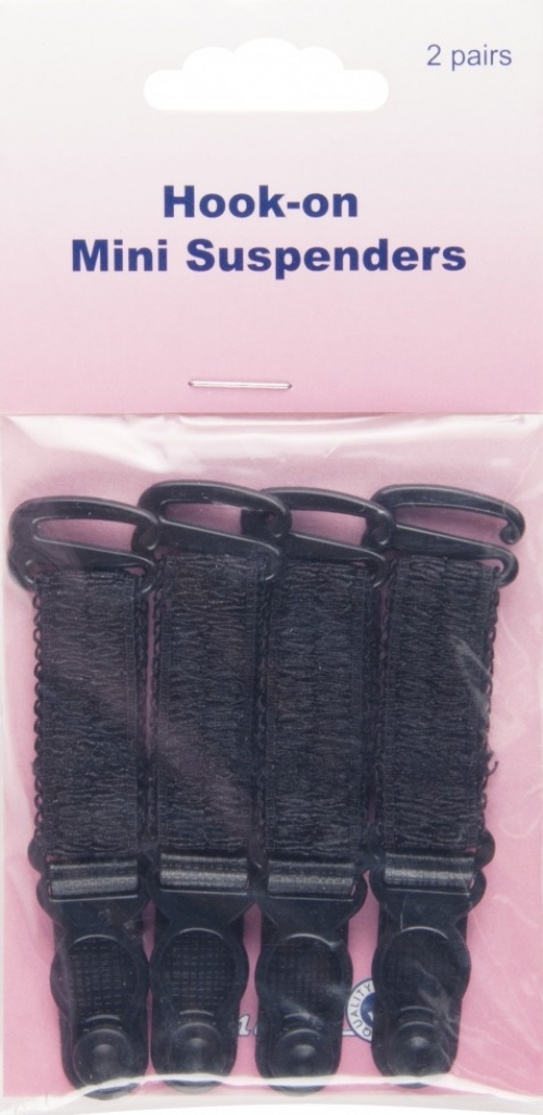 Hemline Hook On Mini Suspenders Black