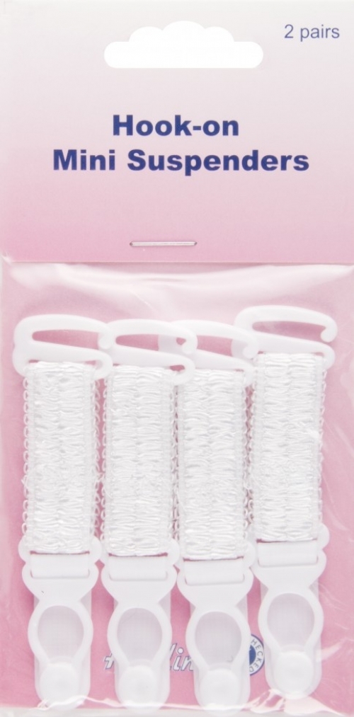 Hemline Hook On Mini Suspenders White