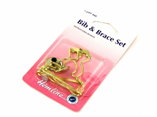 Hemline Bib & Brace Dungaree Buckles Gold