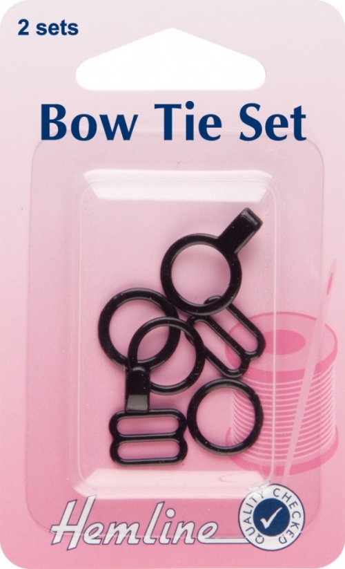 Hemline Bow Tie Fasteners Black