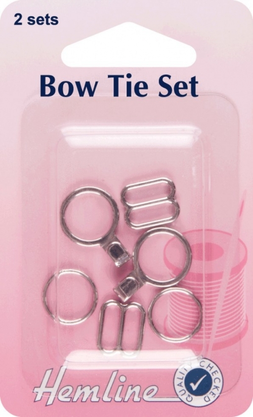 Hemline Bow Tie Fasteners Silver