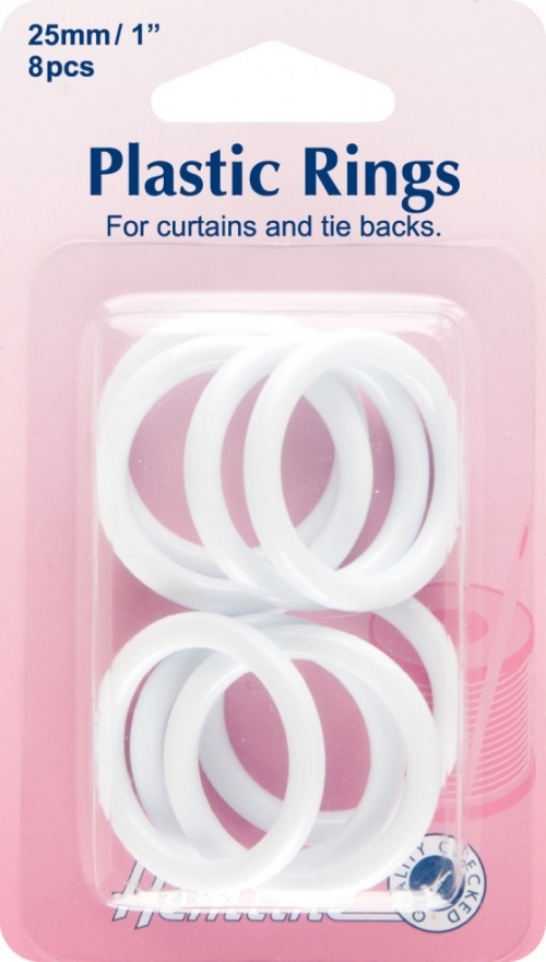 Hemline Plastic Curtain Rings White