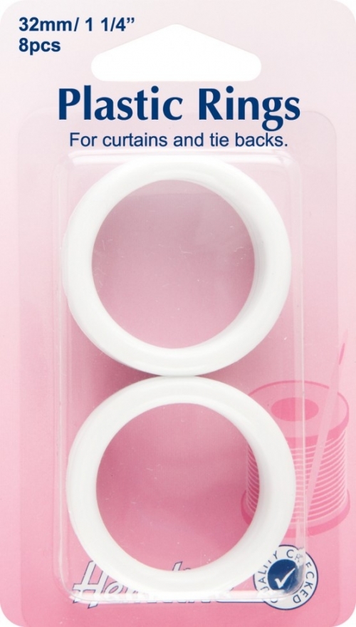 Hemline Plastic Curtain Rings White