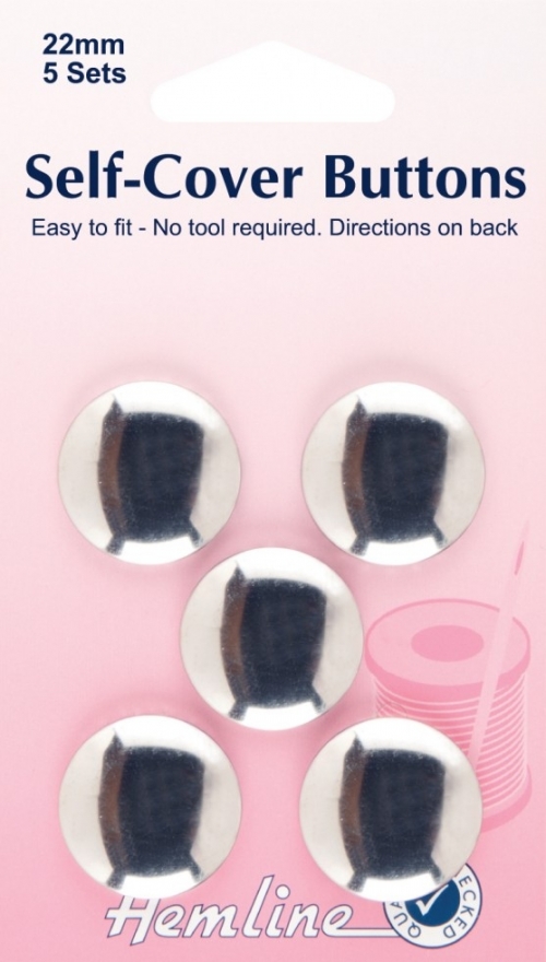 Hemline Metal Self Cover Buttons Silver