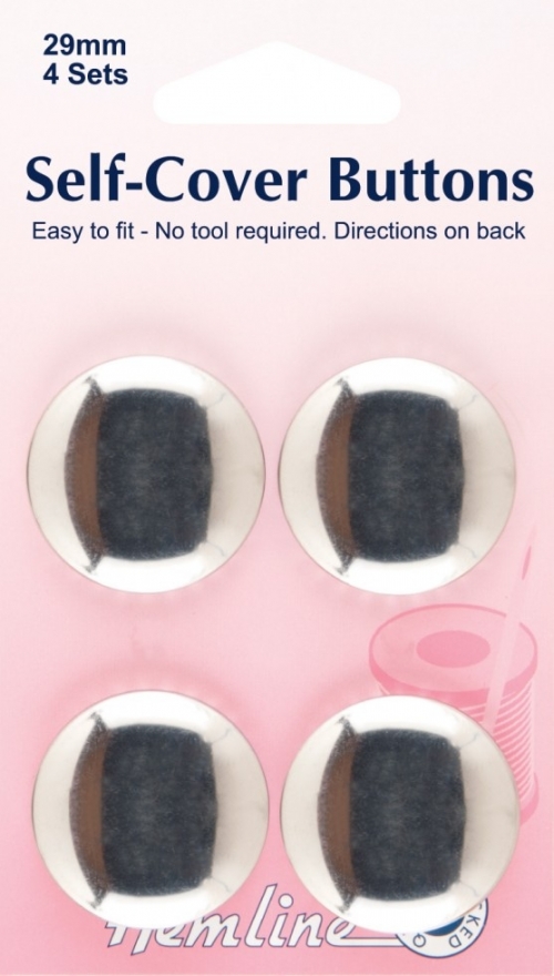 Hemline Metal Self Cover Buttons Silver