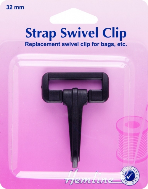 Hemline Plastic Strap Swivel Clip Fasteners Black
