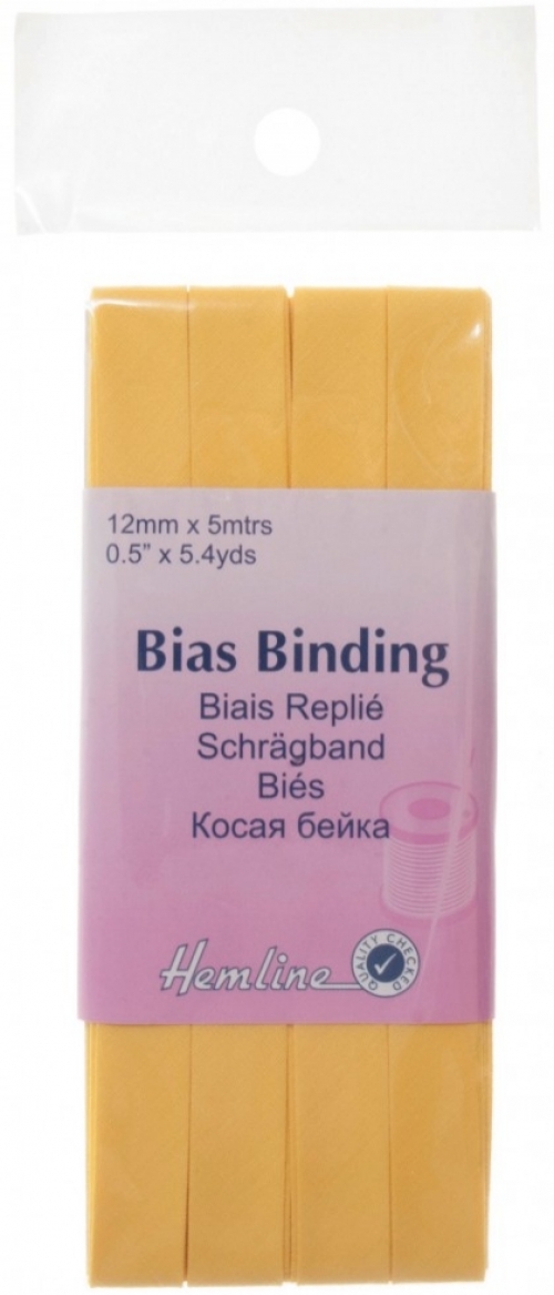 Hemline Polycotton Bias Binding Tape Lemon Yellow