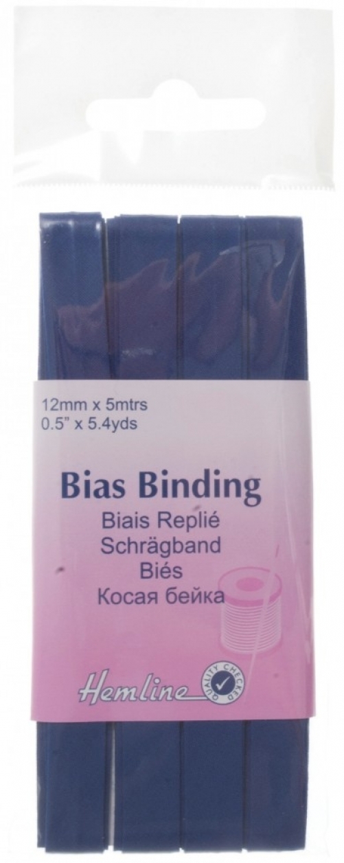 Hemline Polycotton Bias Binding Tape Royal Blue
