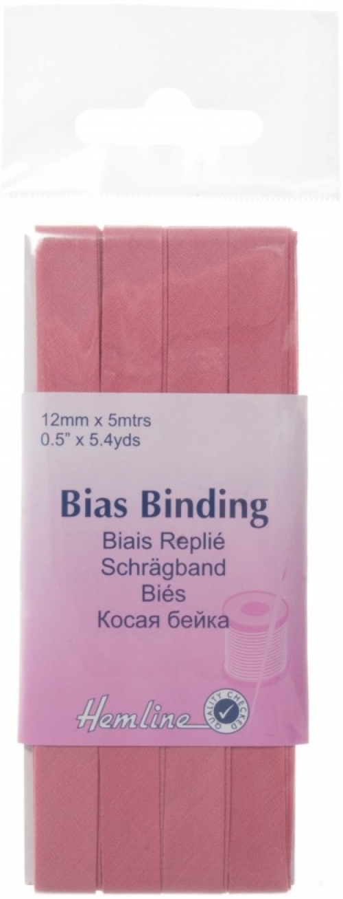 Hemline Polycotton Bias Binding Tape Dark Pink