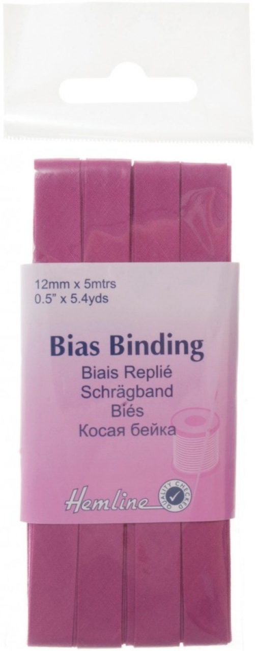 Hemline Polycotton Bias Binding Tape Cerise Pink