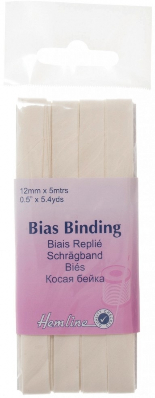 Hemline Polycotton Bias Binding Tape Cream