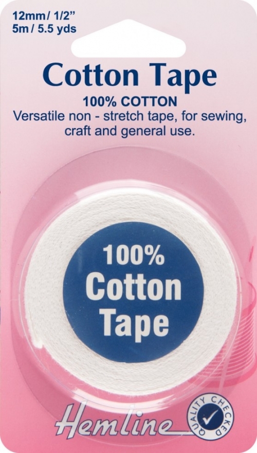 Hemline Cotton Tape White