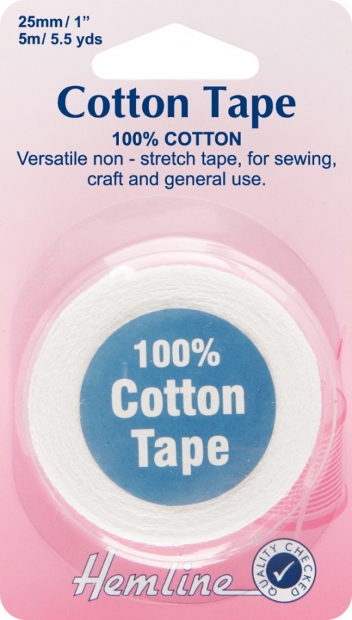 Hemline Cotton Tape White