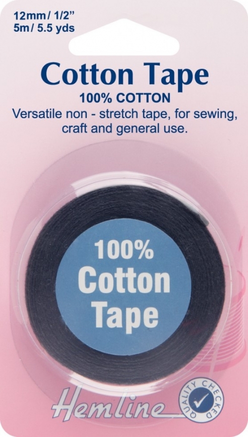Hemline Cotton Tape Black