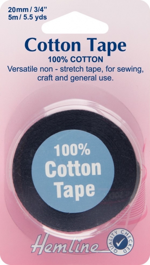 Hemline Cotton Tape Black