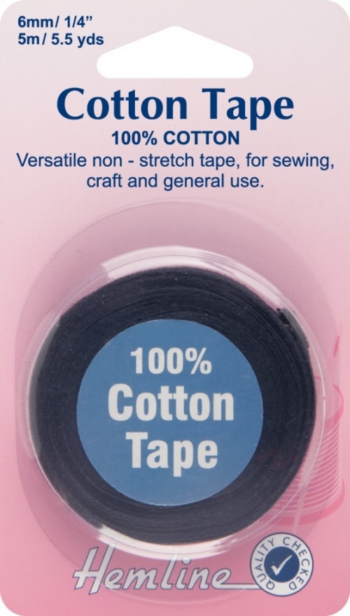Hemline Cotton Tape Black