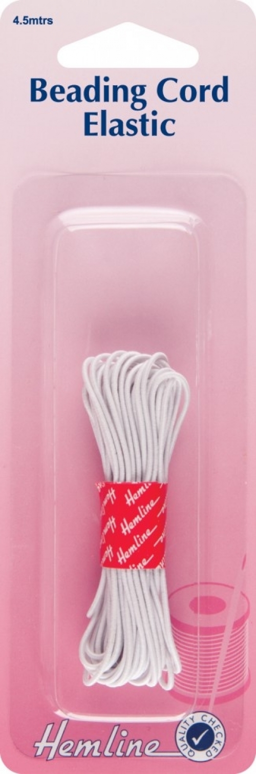 Hemline Beading Cord Elastic White