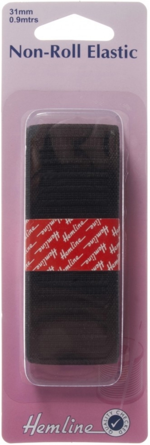 Hemline Non Roll Elastic Black