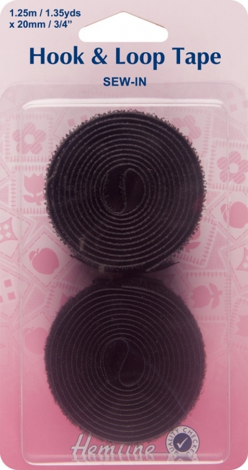 Hemline Sew On Velcro Black