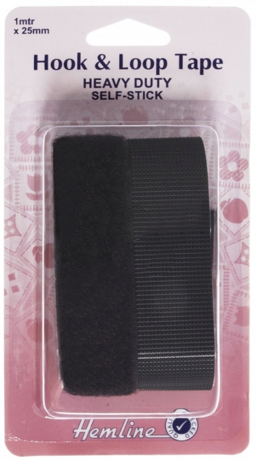 Hemline Heavy Duty Stick On Velcro Black