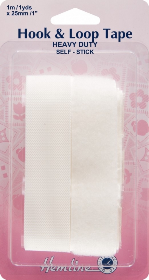 Hemline Heavy Duty Stick On Velcro White