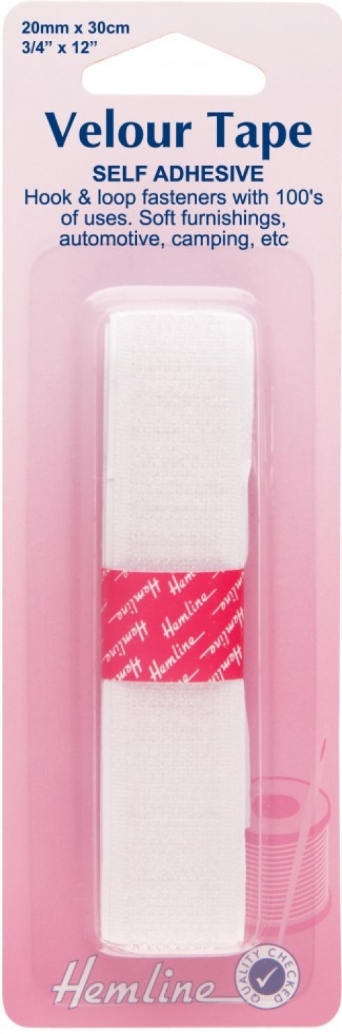 Hemline Stick On Velcro White