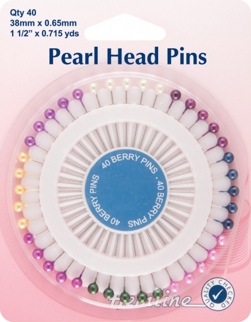 Hemline Pearl Head Pins Multicoloured