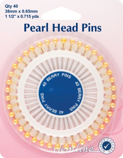 Hemline Pearl Head Pins Gold