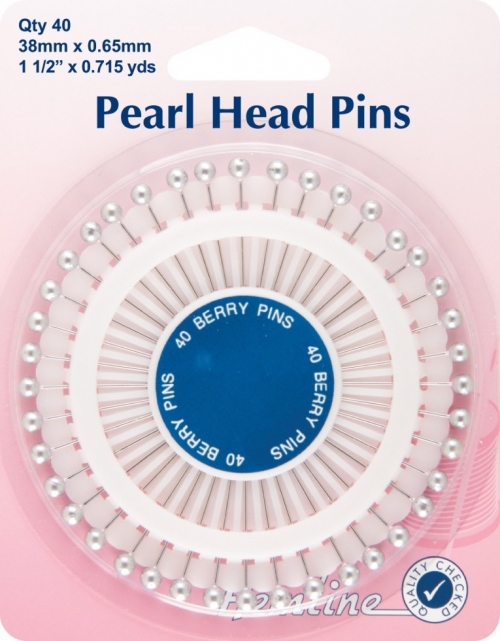Hemline Pearl Head Pins Silver