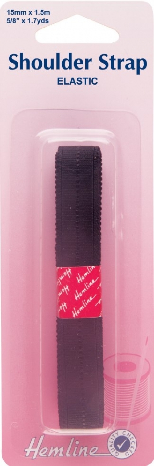 Hemline Shoulder Strap Elastic Black