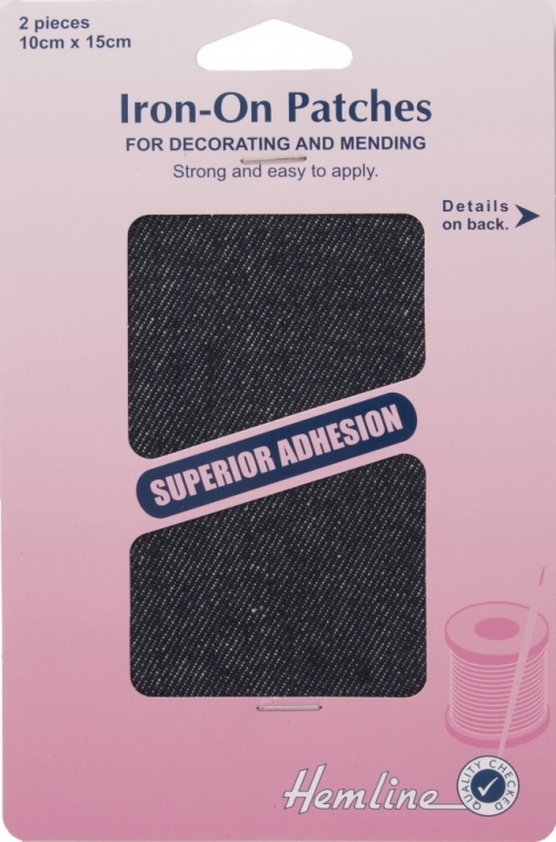 Hemline Cotton Twill Patches Dark Denim