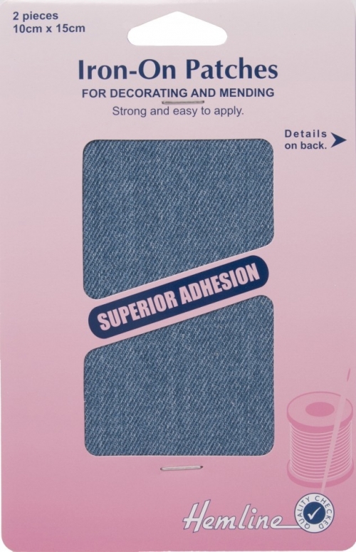 Hemline Cotton Twill Patches Light Denim