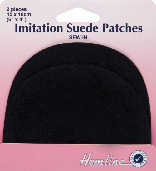 Hemline Imitation Suede Patches Black