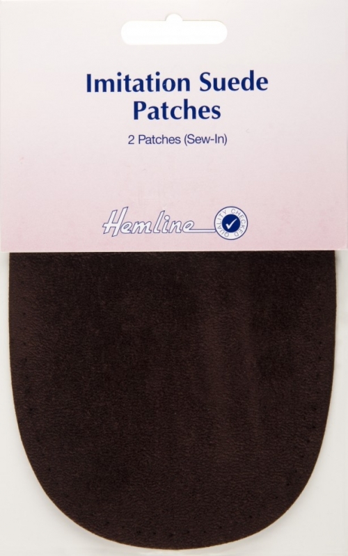 Hemline Imitation Suede Patches Brown