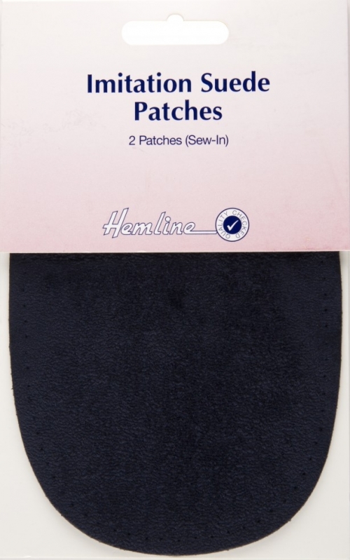 Hemline Imitation Suede Patches Navy Blue