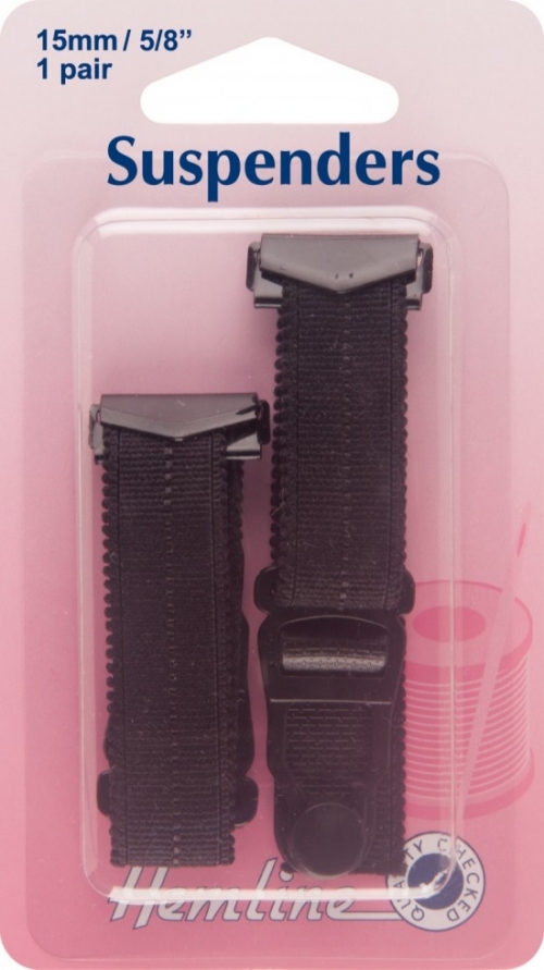 Hemline Sew In Suspenders Black