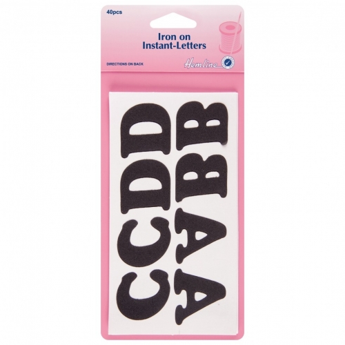 Hemline Iron On Instant Letters Black