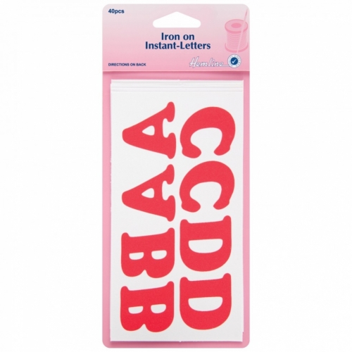 Hemline Iron On Instant Letters Red