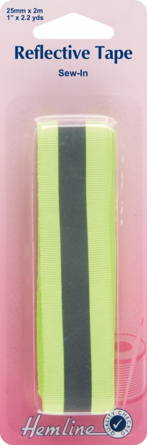 Hemline Sew On Reflective Webbing Tape Yellow