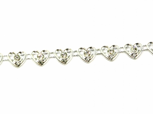Heart Diamante Trim Silver