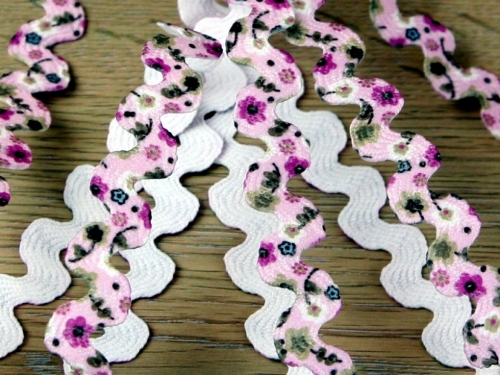 Floral Ric Rac Trim Pink & Lilac